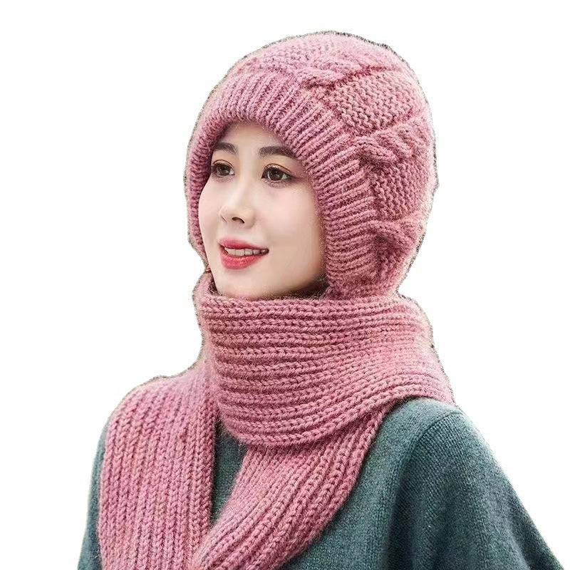 Women Windproof Integrated Hat Scarf