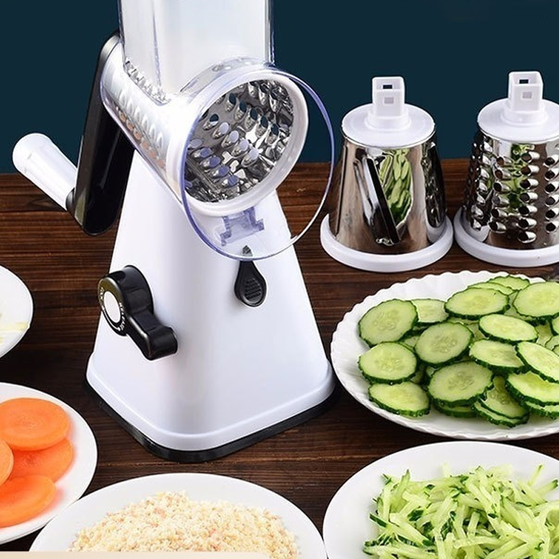 Hand cranked roller vegetable slicer