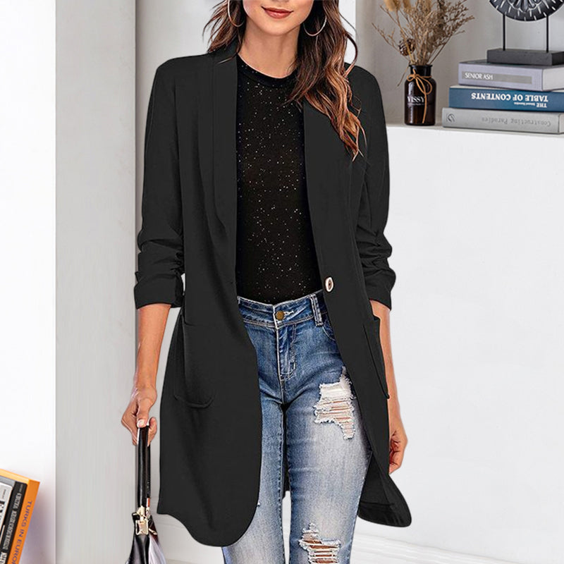 Women's Casual Slim Fit 3/4 Sleeve Long Blazer