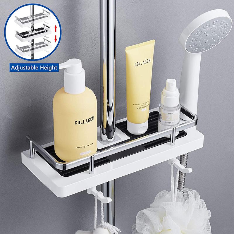 No Drilling Bathroom Pole Shower Storage Rack Holder