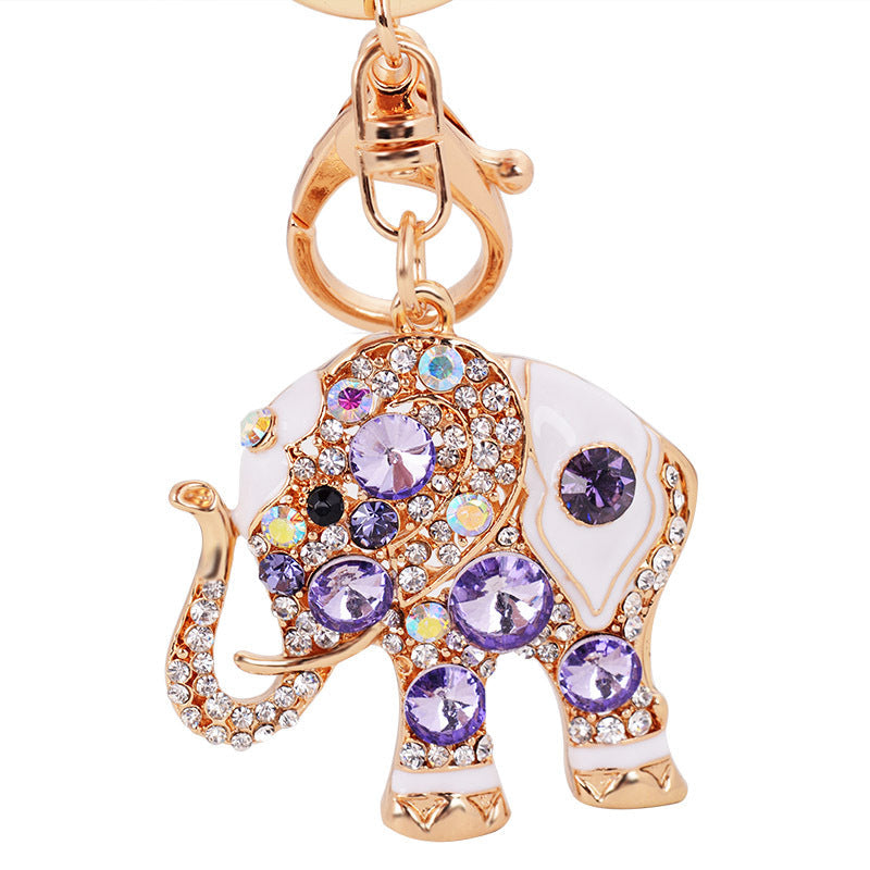 Cute Lucky Pink Elephant Large Crystal Rhinestone keychain