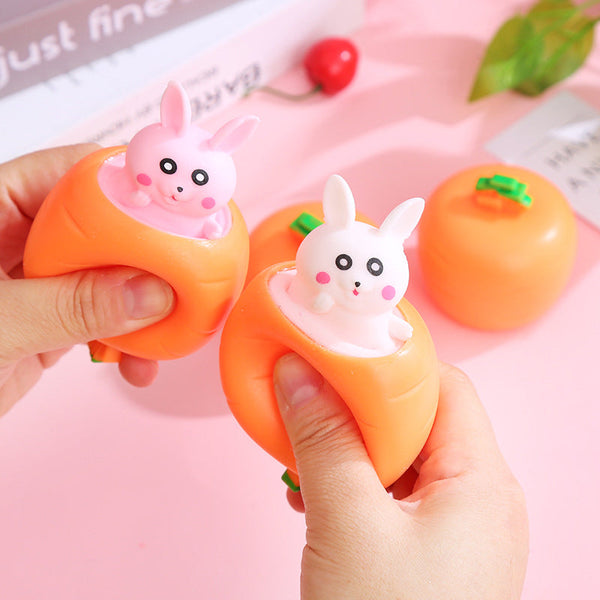 Squeeze Toy Carrot Doll, POP UP Carrot Bunny Stress Relief Toy