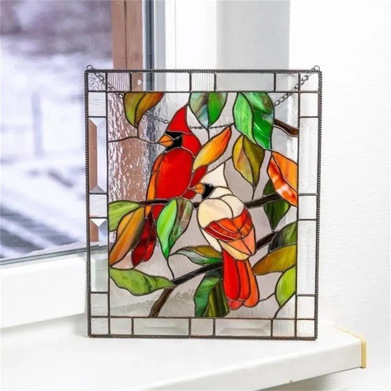 Cardinal Stained Glass Window Panel