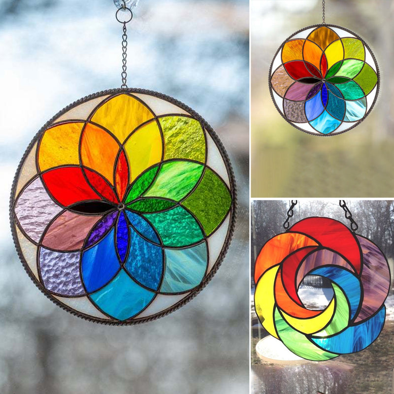 Stained Rainbow Window Panel Hanging Suncatcher