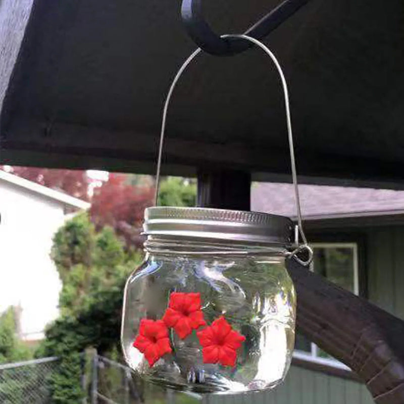 Beautiful Mason Jar Hummingbird Feeder with Three Ports