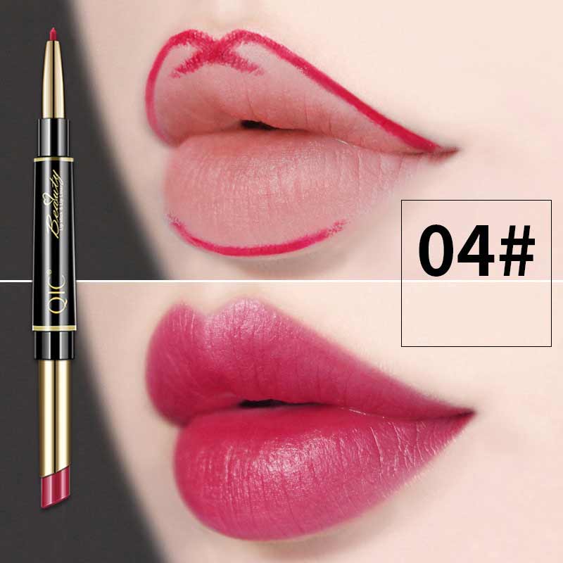 Women Double-End Auto Rotating Lipstick Matte Lip Liner Pencil