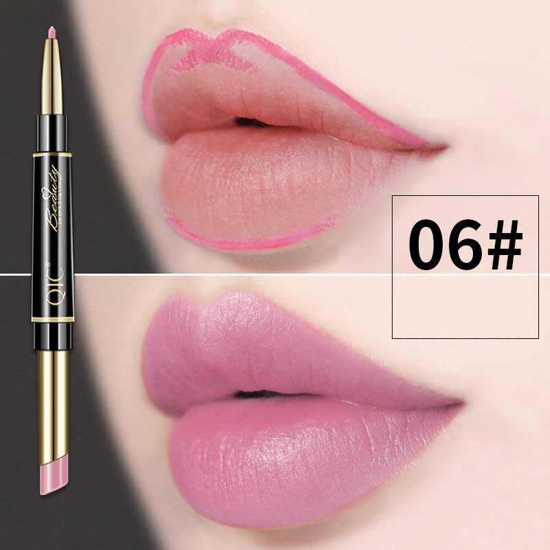 Women Double-End Auto Rotating Lipstick Matte Lip Liner Pencil