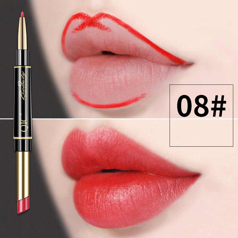 Women Double-End Auto Rotating Lipstick Matte Lip Liner Pencil