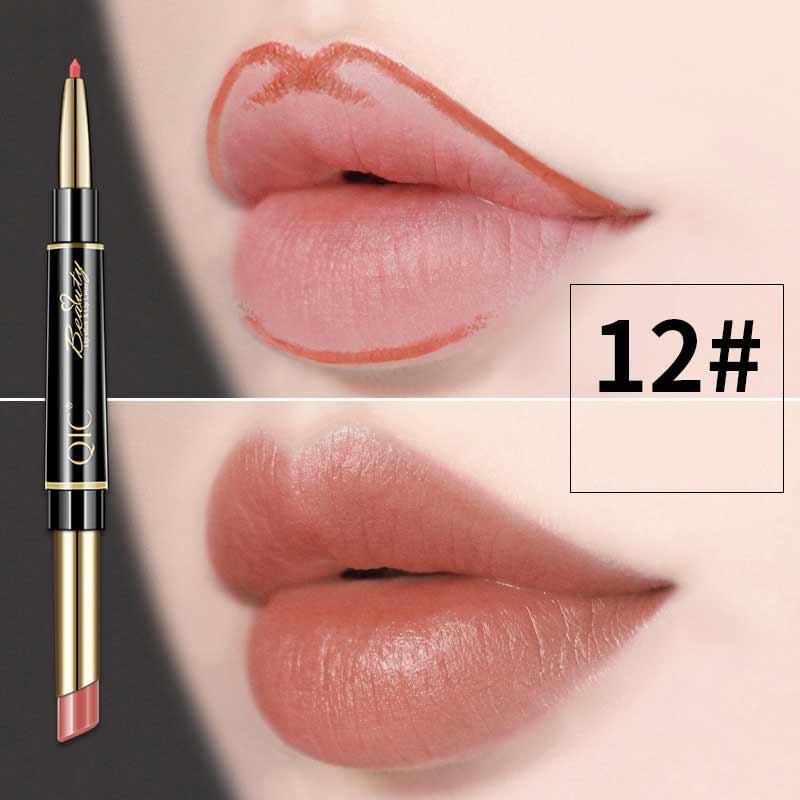 Women Double-End Auto Rotating Lipstick Matte Lip Liner Pencil