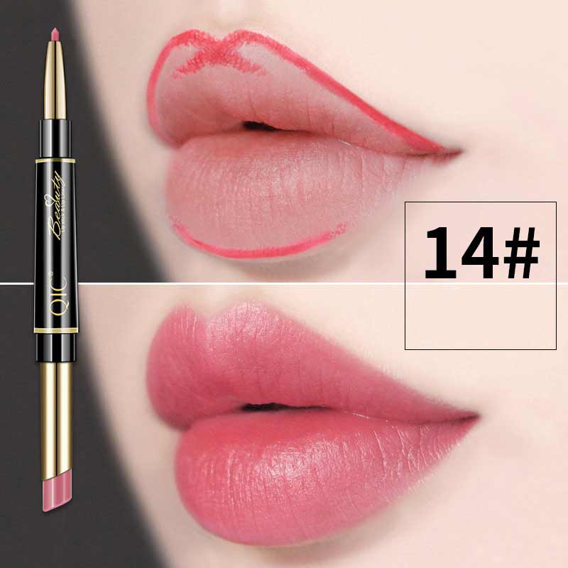 Women Double-End Auto Rotating Lipstick Matte Lip Liner Pencil