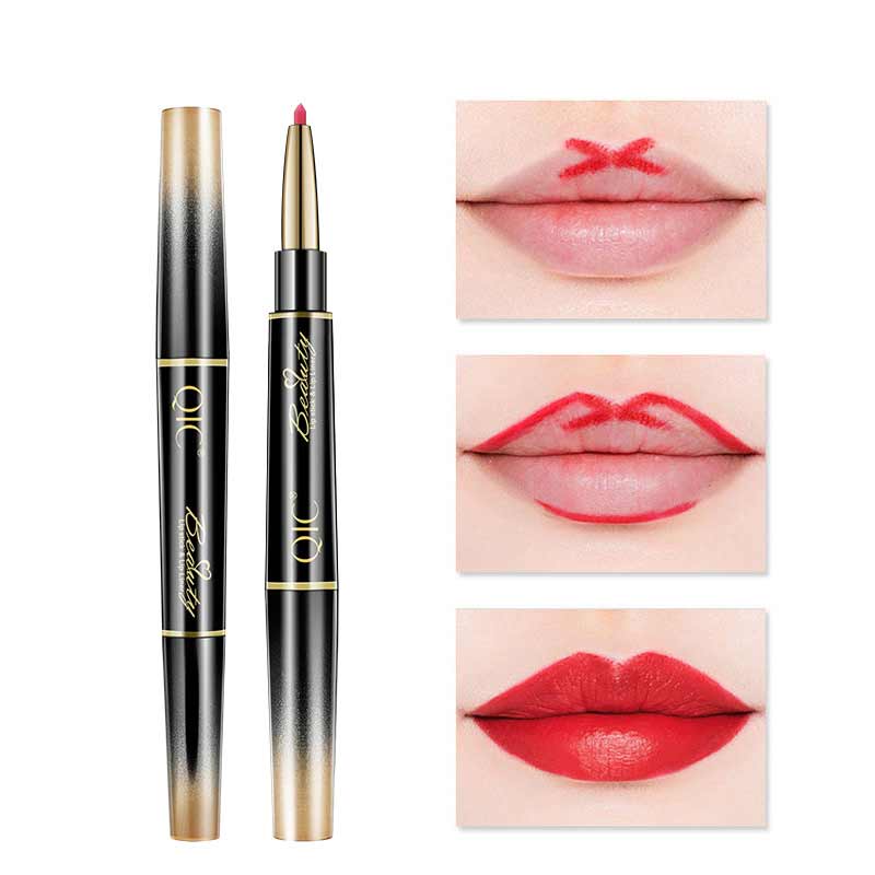 Women Double-End Auto Rotating Lipstick Matte Lip Liner Pencil