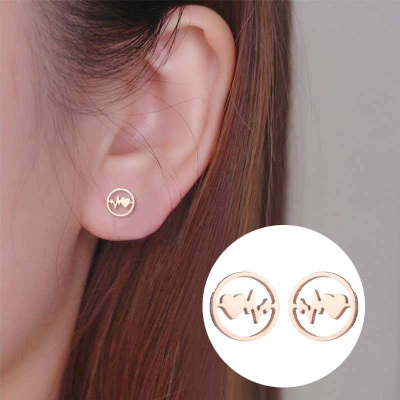 ECG Shaped Stud Earrings