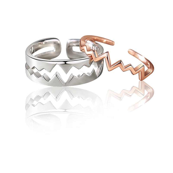 For Love - Matching Heartbeat Couple Promise Rings