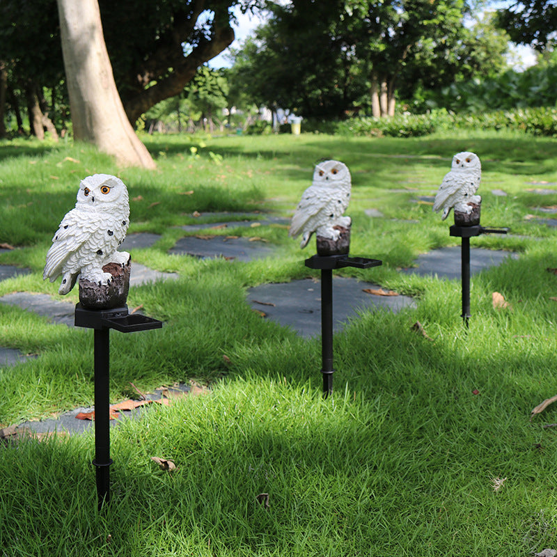 Outdoor Eagle Owl Statue LED Solar Garden Light Waterproof Lawn Lamp