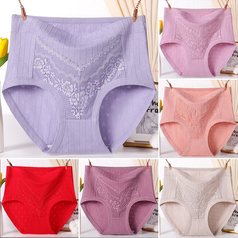 High Waist Leak Proof Lace Cotton Panties Plus Size Underwear For Women