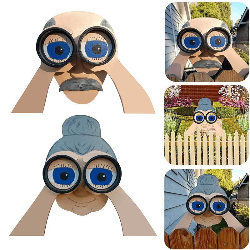 Fence Decoration Nosy Old Man And Lady Garden Yard Art