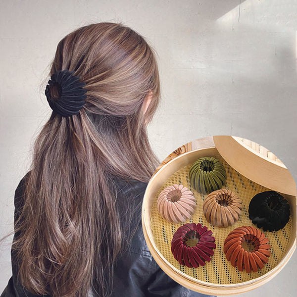 Velvet Bird Nest Hair Loops, Geometric Retractable Hair Clip