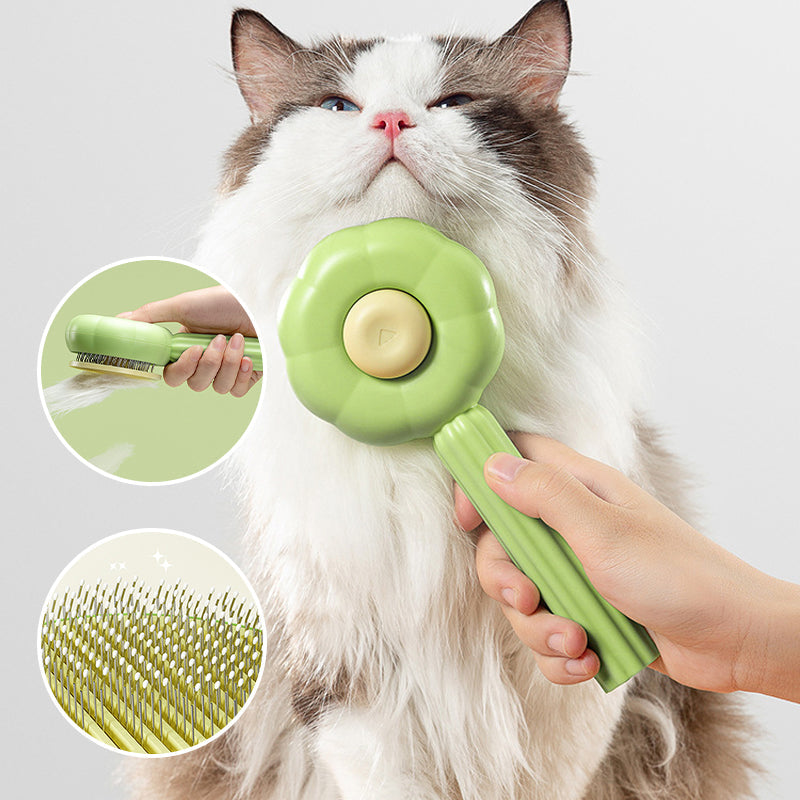 Sunflower Pet Hair Cleaner Brush, Pet Massage Comb With Hair Removal Button