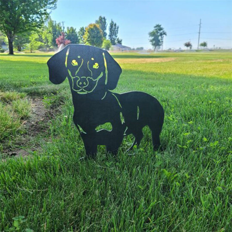 Metal Dog Silhouette Garden Decoration