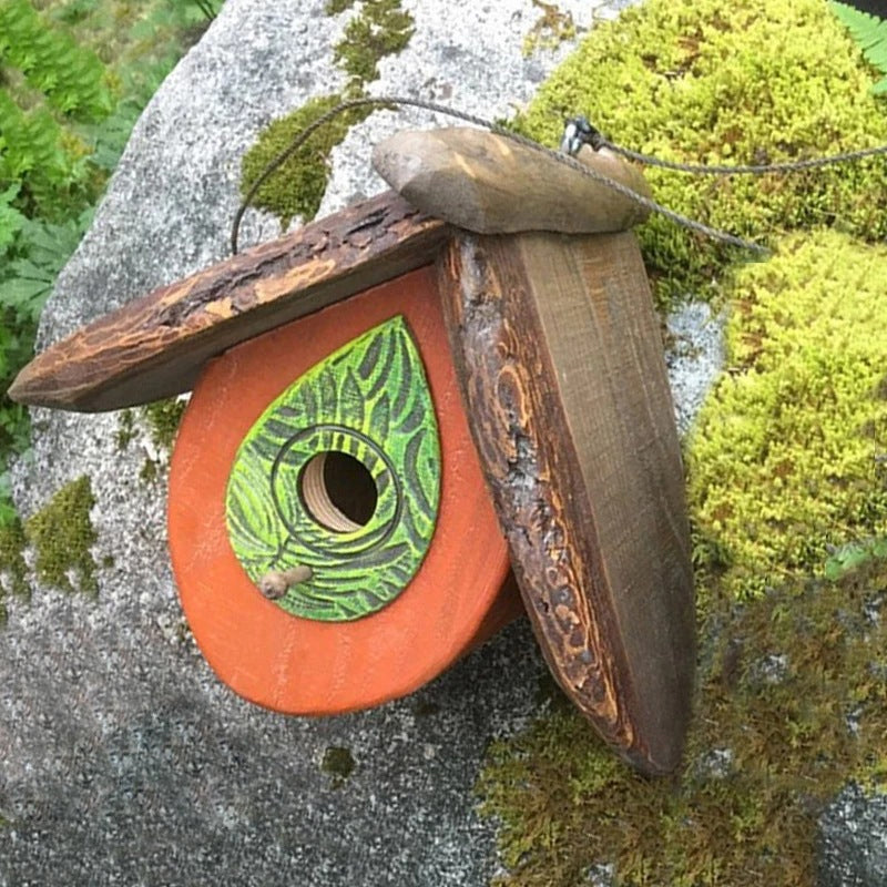 Hand Carved Wood Birdhouses