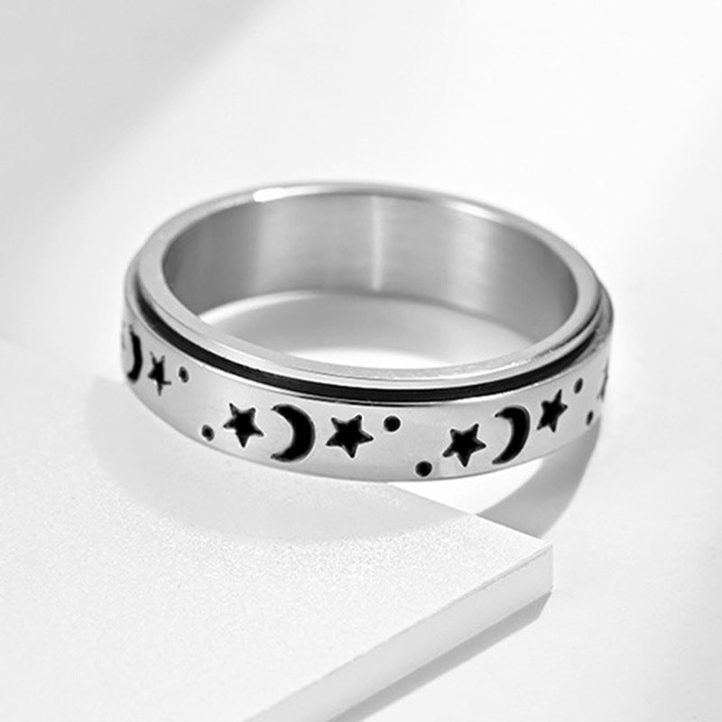 Retro Moon & Stars Spinning Anxiety Ring