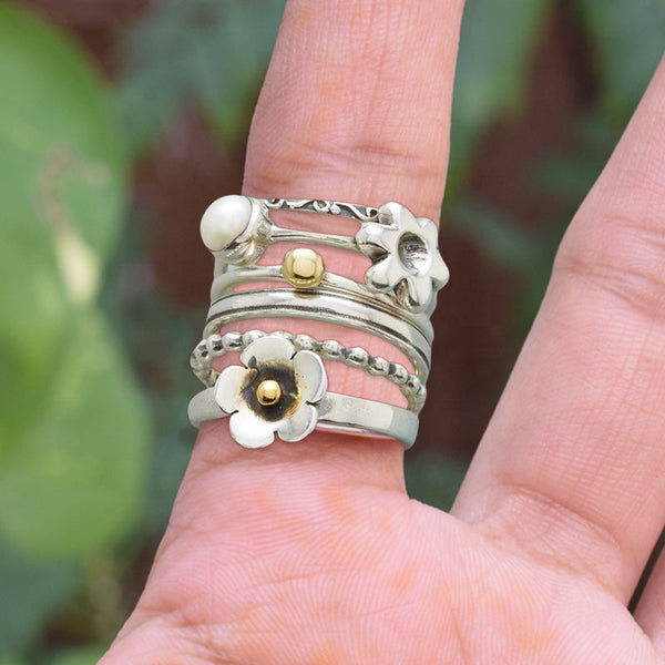 Flower Pearl Set Ring