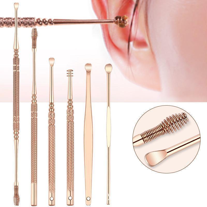 6pcs Stainless Steel Rose Gold Ear Picks Set