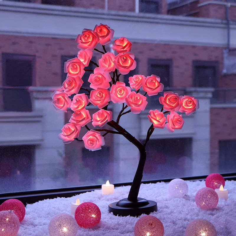 Tabletop Rose Flower Tree Lamp