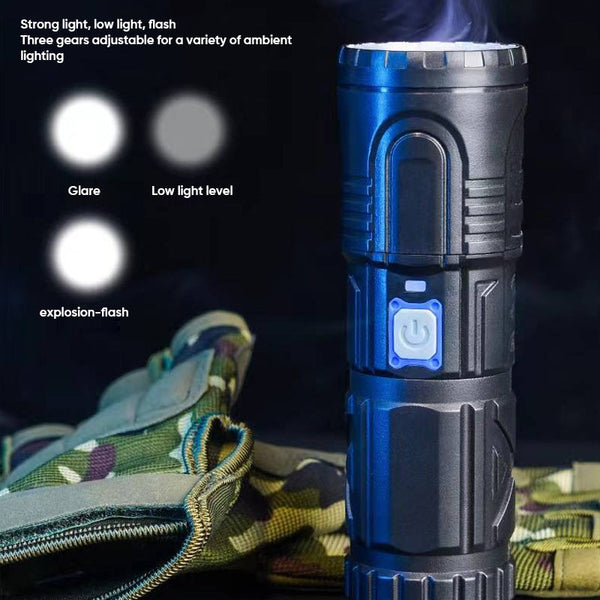 Bright Flashlight White Laser Telescopic Zoom Long Range Flashlight