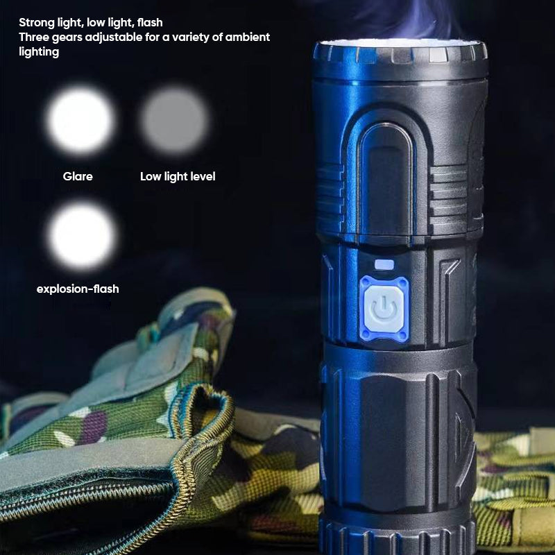 Bright Flashlight White Laser Telescopic Zoom Long Range Flashlight