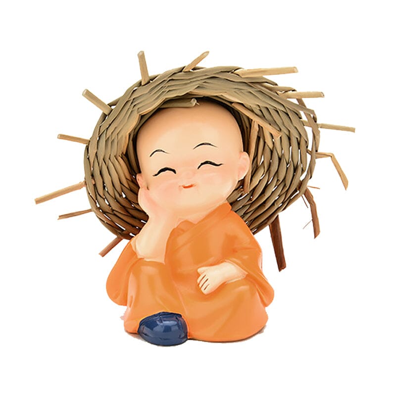 Polyresin Baby Hat Monk Buddha Idols (4pcs)