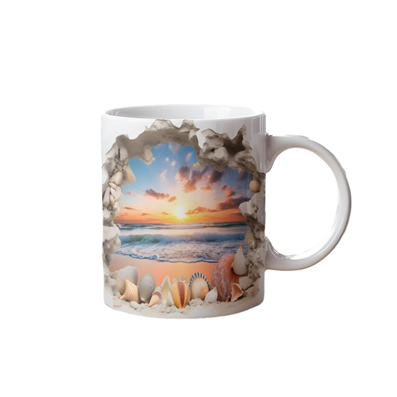 3D Ocean Beach Break Through Theme Coffee Mug