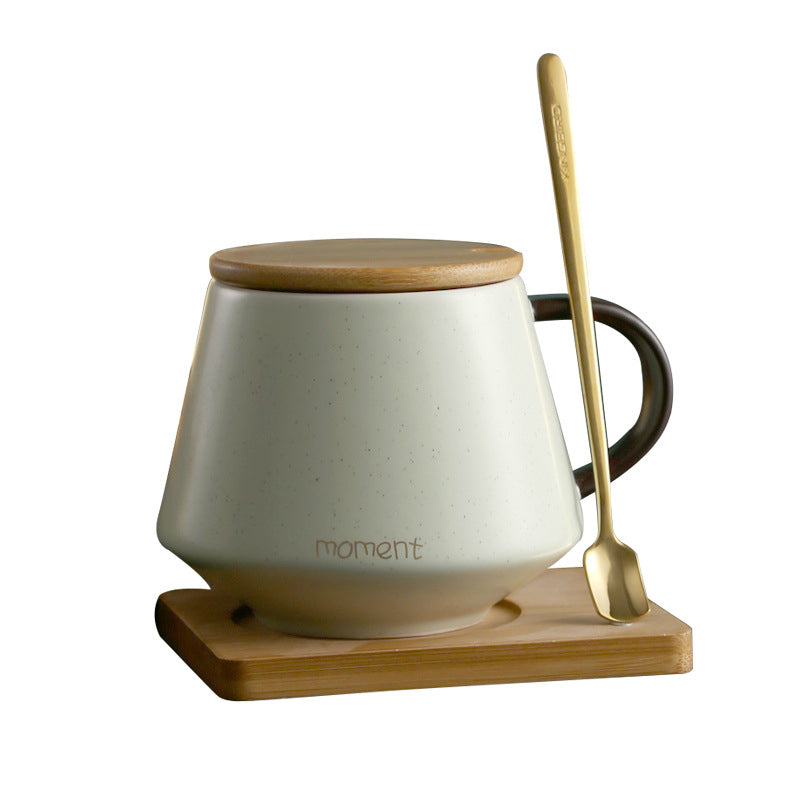 Personality Solid Color Mug with Lid and Spoon