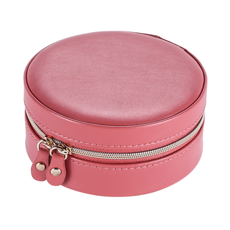 Three layers round portable jewelry box