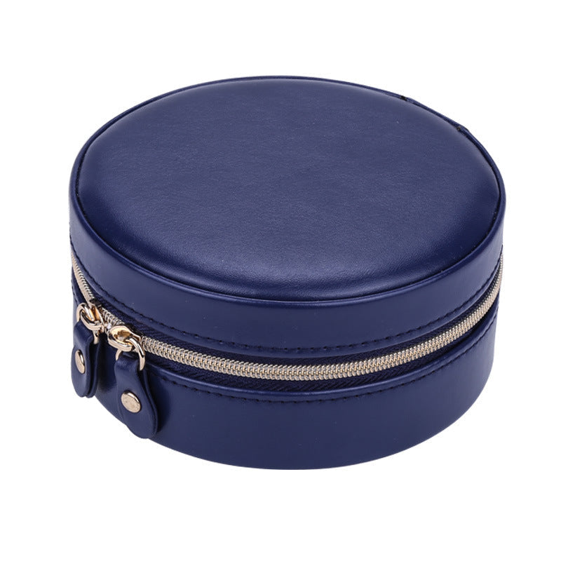 Three layers round portable jewelry box