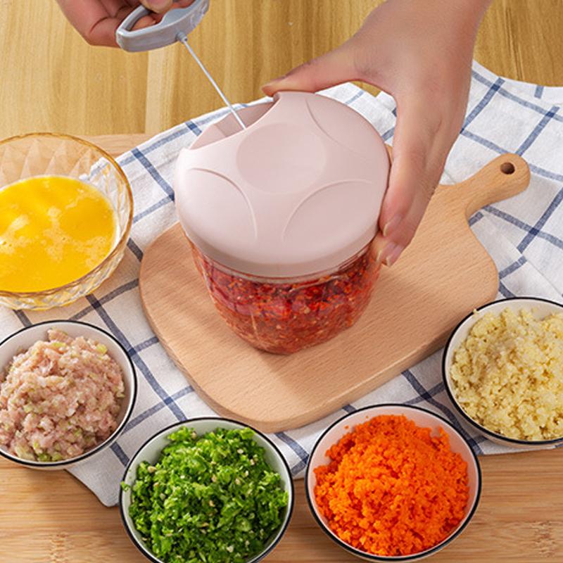 Manual Food Chopper, Hand Pull String Meat Grinder Vegetables Fruits Cutter