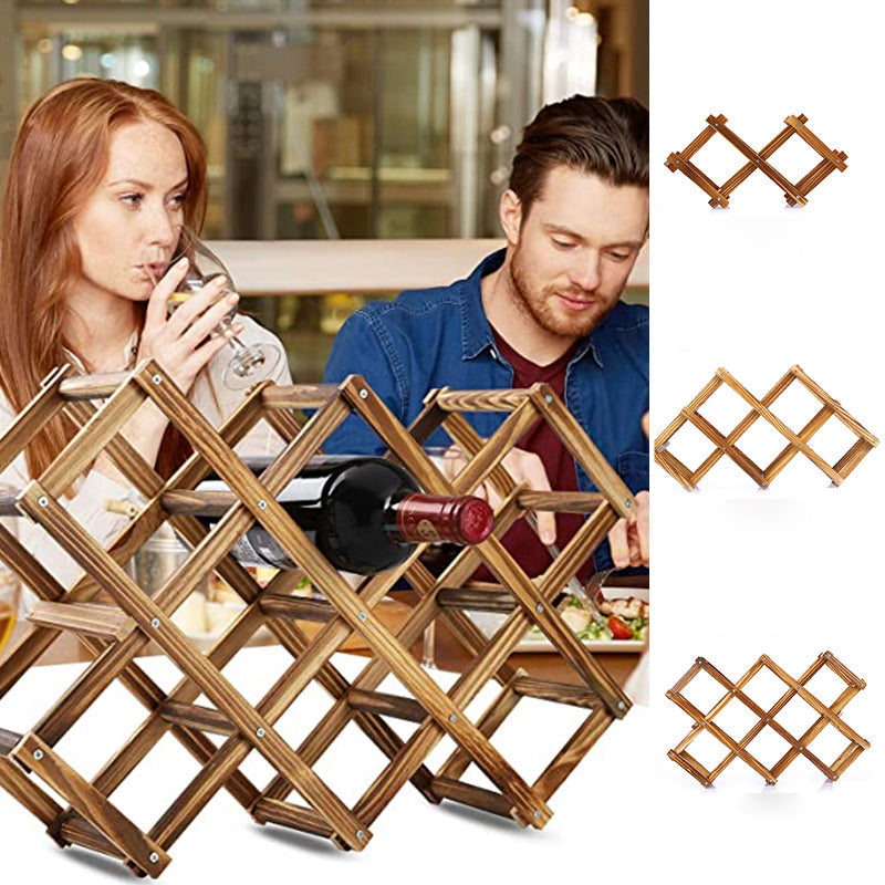 Foldable Free Standing Wooden Wine Rack