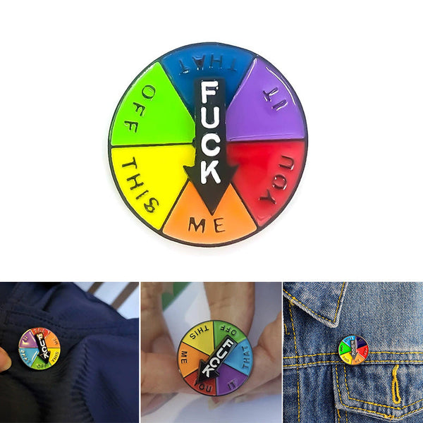 Rainbow Lucky Wheel Pin Funny Rotatable Arrows Enamel Pin Badge