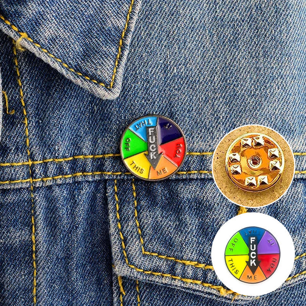 Rainbow Lucky Wheel Pin Funny Rotatable Arrows Enamel Pin Badge