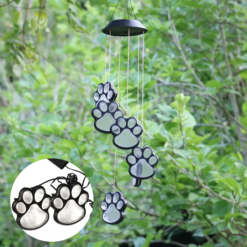 Bear Paw Print Solar Wind Chime