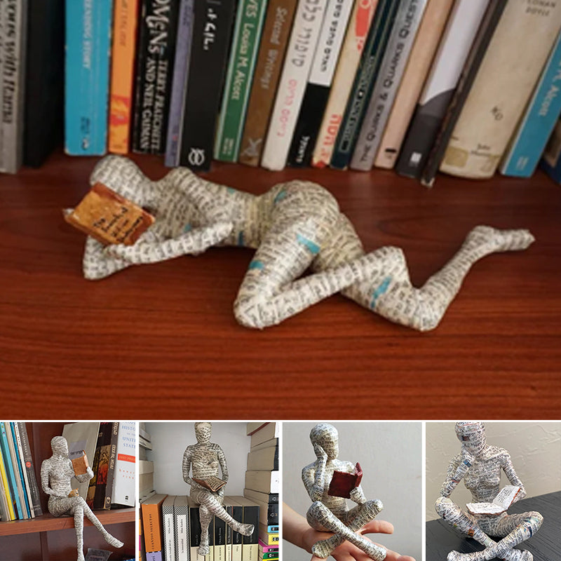 Resin Modern Reading Woman Statue Ornament in The Shape of a Scholar