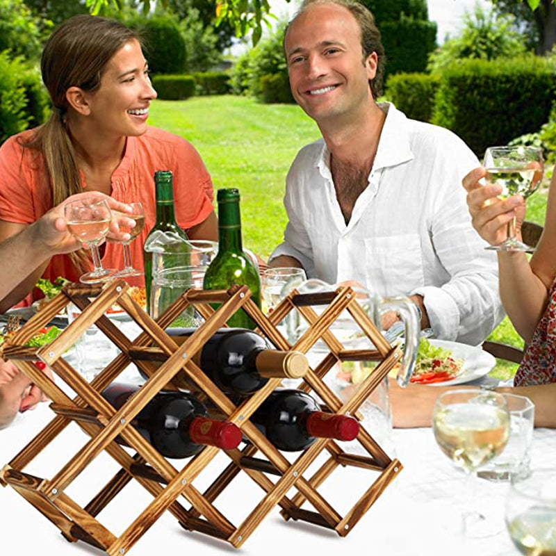 Foldable Free Standing Wooden Wine Rack