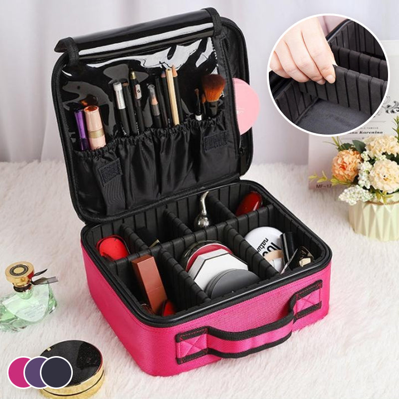 Makeup Cosmetic Storage Case with Adjustable Compartment