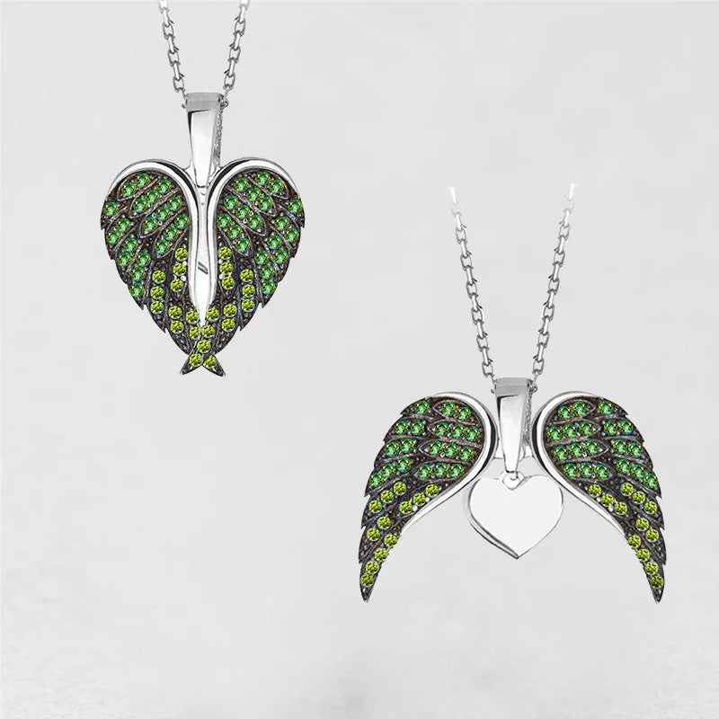 Heart & Angel Wings Pendant Necklace