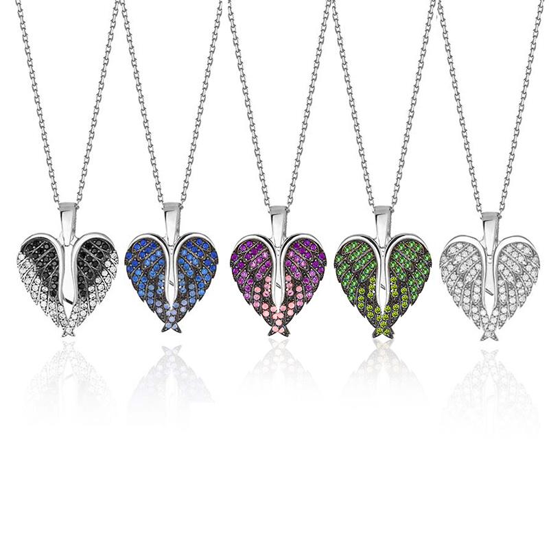 Heart & Angel Wings Pendant Necklace