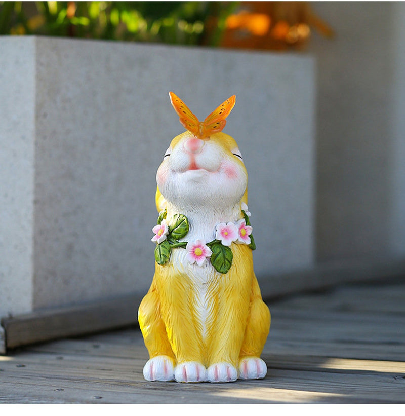 Easter Solar Powered LED Rabbit Play With Butterfly Outdoor Decor Garden Light