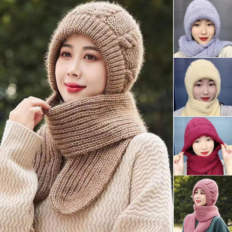 Women Windproof Integrated Hat Scarf