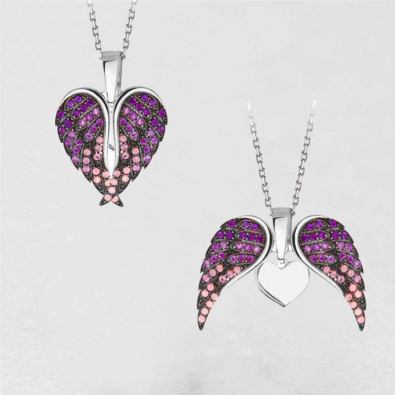 Heart & Angel Wings Pendant Necklace