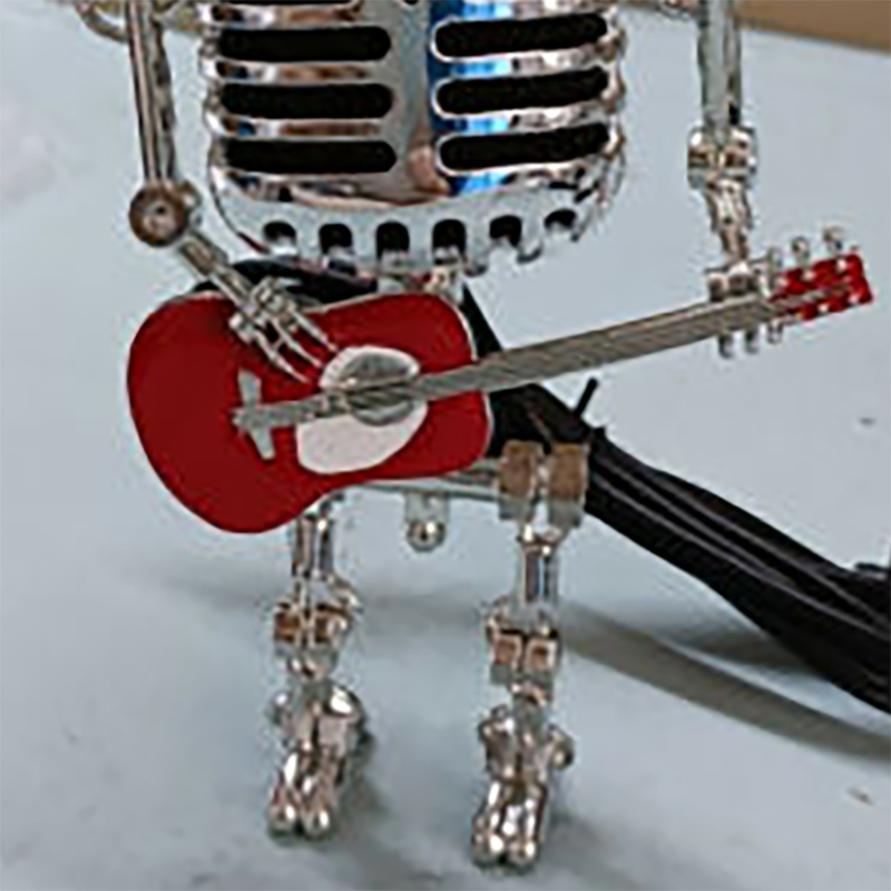 Vintage Microphone Robot Desk Lamp with Mini Guitar