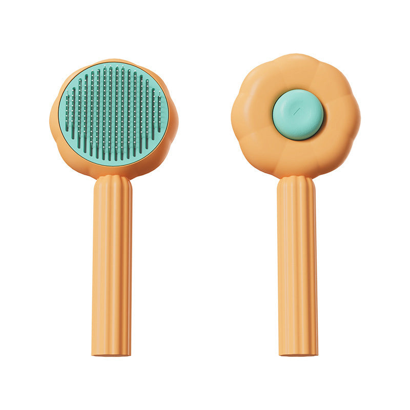 Sunflower Pet Hair Cleaner Brush, Pet Massage Comb With Hair Removal Button